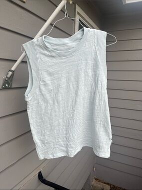 Faherty Pale Blue Slub Knit Crewneck Tank